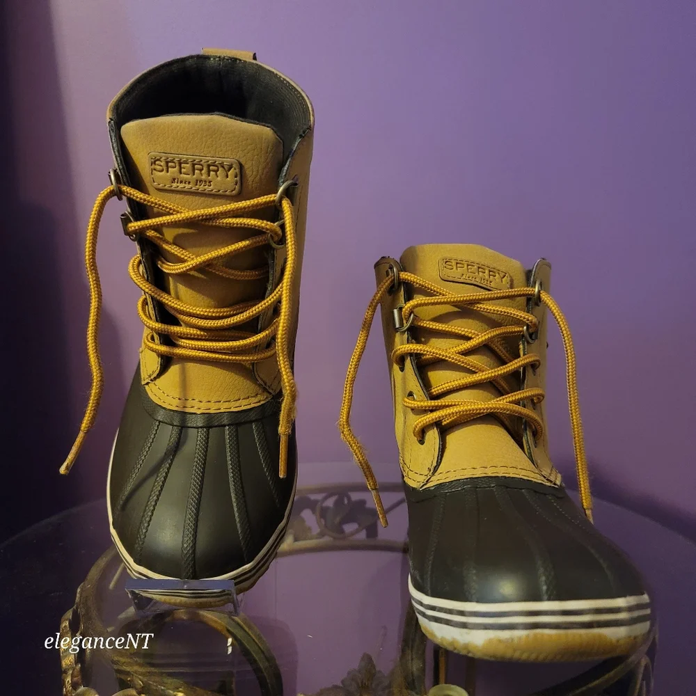 Sperry Little Boy's Bowline Tan Duck Boots Sz: 3M - Picture 6 of 10